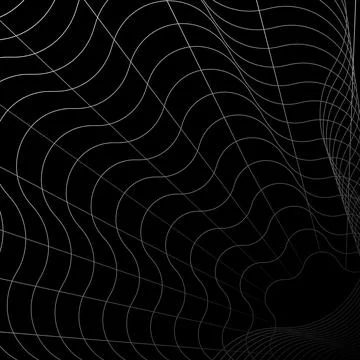 Wavy grid distortion dynamic fluid futuristic black and white background Stock Illustration