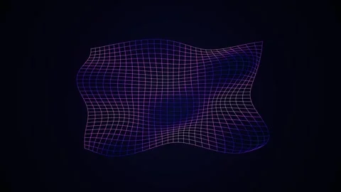 Wavy Grid Line Distortion Loop - Violet Blue Cyber Mesh Background Stock Footage 341563264