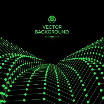 Wavy grid made of connected dots Illustrazione stock