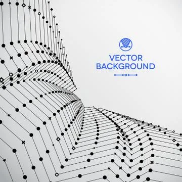 Wavy grid made of connected dots with signs 스톡 일러스트