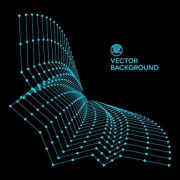 Wavy grid made of connected dots 스톡 일러스트