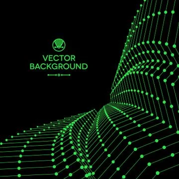 Wavy grid made of connected dots Stock Illustration