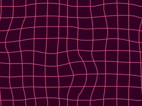 Wavy grid seamless pattern. Curved grid, crossed lines. Psychedelic retro s.. イラスト素材