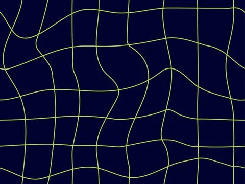 Wavy grid seamless pattern. Curved grid, crossed lines. Psychedelic retro s.. イラスト素材