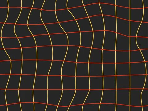 Wavy grid seamless pattern. Curved grid, crossed lines. Psychedelic retro s.. Illustrazione stock