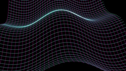 Wavy Grid Surface Animation in Dark Space with Subtle Neon Glow for Tech Co.. Stock Footage 345945448