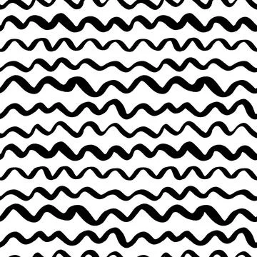 Wavy grunge black lines vector seamless pattern. Stock Illustration