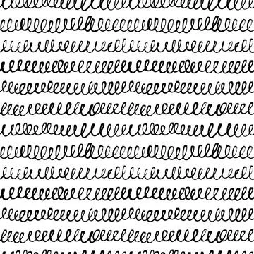 Wavy grunge curly lines vector seamless pattern. Stock Illustration