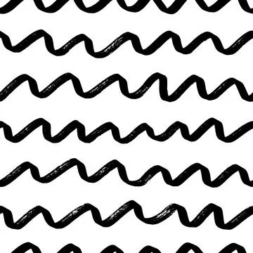 Wavy grunge lines vector hand drawn pattern Stock Illustration