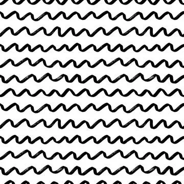 Wavy grunge lines vector hand drawn pattern Stock Illustration