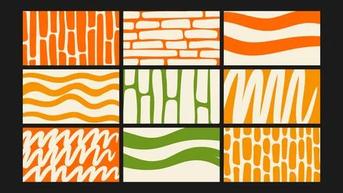 Wavy Hand-Drawn Artistic Elements Background Set Illustrazione stock