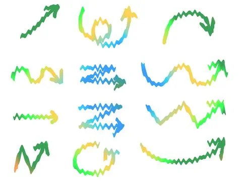 Wavy Hand-Drawn Gradient Arrows Collection イラスト素材
