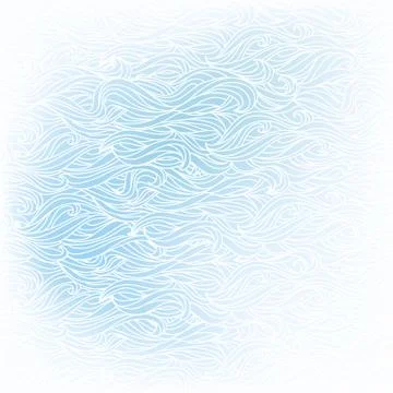 Wavy hand-drawn white pattern on blue background Illustrazione stock