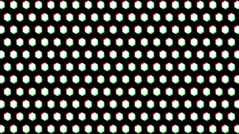 Wavy Hexagon Honeycomb Pattern RGB Split Glitch 4K Loop Stock Footage 338383282