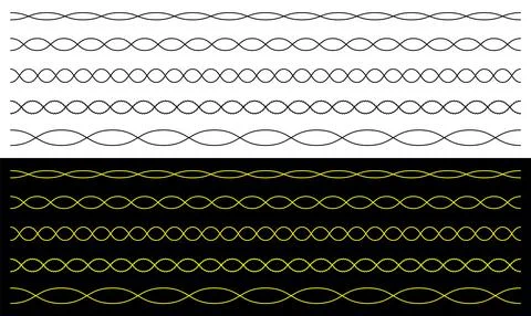 Wavy horizontal line divider border frame zig zag geometric shape. Stock Illustration