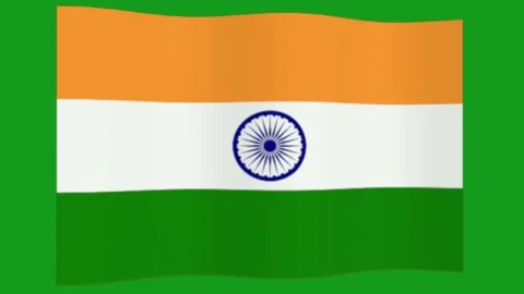Wavy Indian flag motion graphics with green screen background Stock Footage 130844478