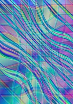 Wavy interlacing strips on iridescent background Stock Illustration