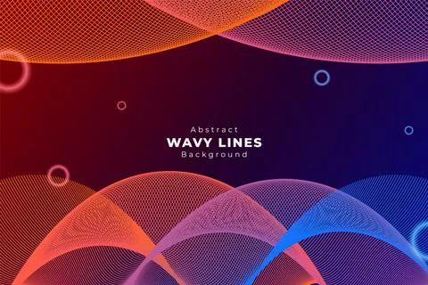 Wavy Lane Blend Gradient Abstract Background Orange and Blue with Glow Circle Stock Illustration