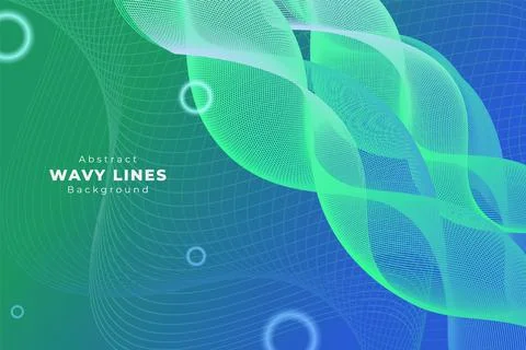 Wavy Lane Diagonal Gradient Abstract Background Green and Blue with Shiny Cir Stock Illustration
