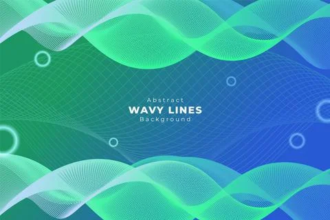 Wavy Lane Soft Gradient Abstract Background Green and Blue with Glow Circle Stock Illustration