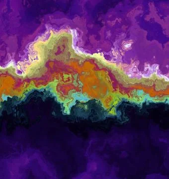 Wavy layers of different colors on solid sheet of wallpaper. Concept of geolo Stock Illustration