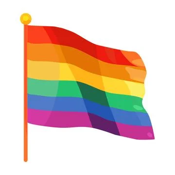 Wavy LGBT 3D flag with shadow on a white background Stock Illustration