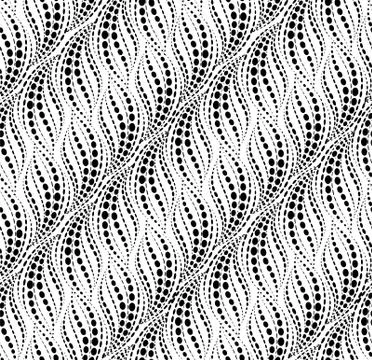 Wavy line dot seamless pattern. Floral texture. Abstract background Stock Illustration