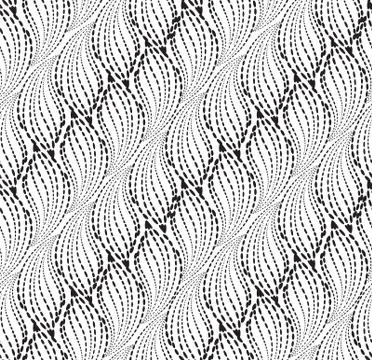 Wavy line dot seamless pattern. Floral texture. Abstract background Stock Illustration