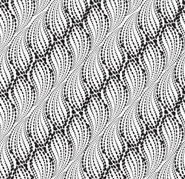 Wavy line dot seamless pattern. Floral texture. Abstract background Stock Illustration