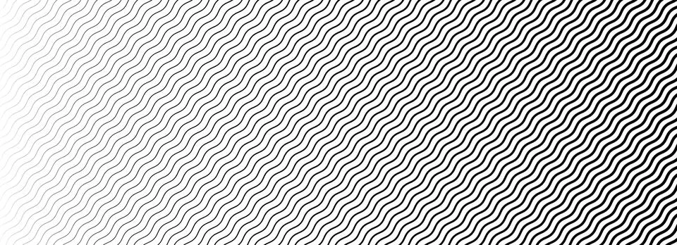 Wavy line geometric gradient pattern. Fading wave halftone gradation. Black and Illustrazione stock