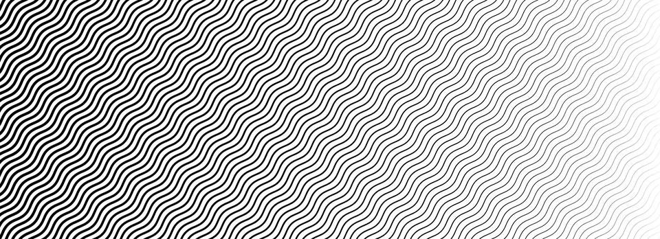 Wavy line gradient pattern. Black and white fading wave halftone gradation Stock Illustration