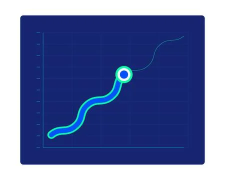 Wavy line graph with trend point neon dashboard UI element Stock Illustration
