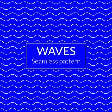 Wavy line pattern. Water or waves seamless background. Sea and ocean design. Vec Stock Illustration