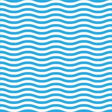 Wavy line seamless pattern in blue and white. Simple retro navy style vector Stock Illustration