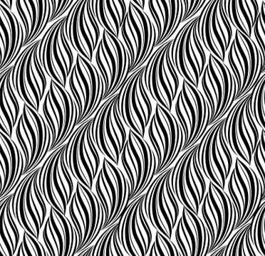 Wavy line seamless pattern. Floral texture. Abstract background Illustrazione stock