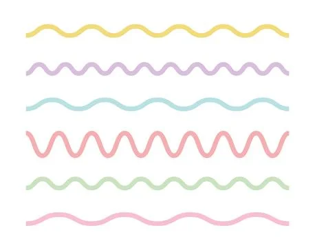 Wavy line set in white background. Simple childish outline design element. Illustrazione stock