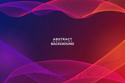 Wavy Line Soft Shiny Gradient Blue and Orange Abstract Background Stock Illustration