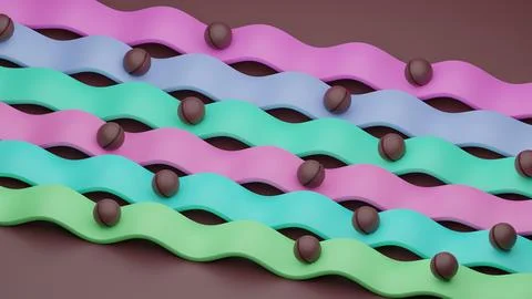 Wavy lines, 3d render abstract background 스톡 일러스트