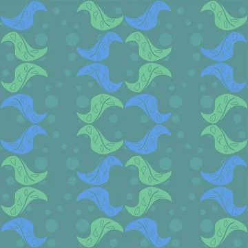 Wavy Lines Abstract Vector Seamless Pattern In Green And Blue Illustrazione stock