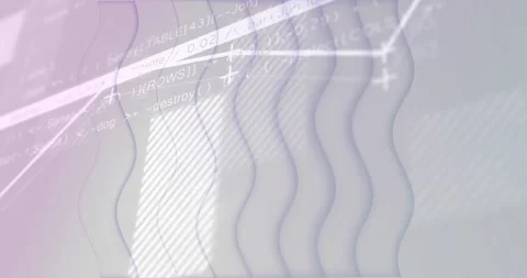 Wavy lines and coding text animation over light background Stock Footage 305431795