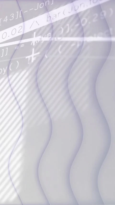Wavy lines and coding text animation over light background Stock Footage 343996925