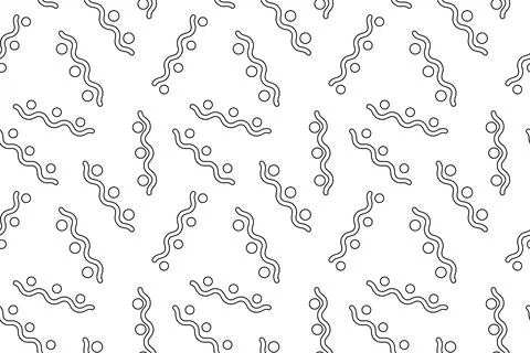 Wavy Lines and Dots Seamless Outline Pattern for Coloring Stock Illustration