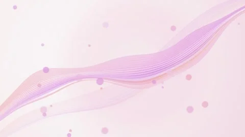 Wavy lines and scattered circular shapes flow across a pastel pink and laven Stock Footage 340678411