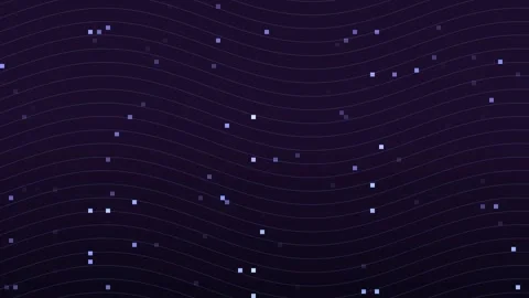 Wavy lines and scattered dots ripple across a dark purple field Stock Footage 329009329