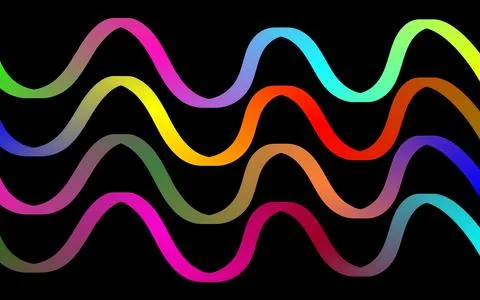 Wavy lines arranged in parallel rows featuring vibrant smooth color gradien.. Stock Illustration