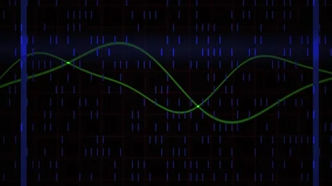 Wavy lines on black background with code. Stock Footage 335968661