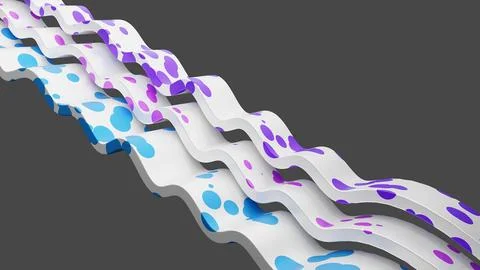 Wavy lines in different colors, 3d render Stockillustratie