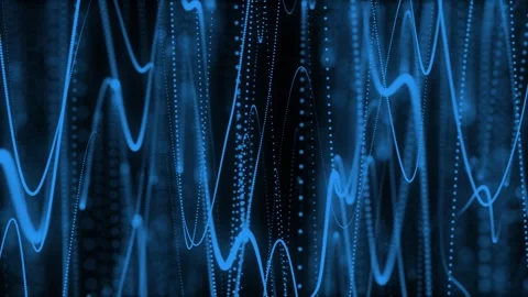 Wavy lines formed from small dots on a black background. Stock Footage 285947729
