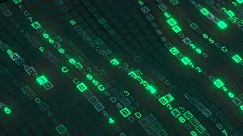 Wavy lines with glow green computer code seamless loop 3D render animation Stock Footage 149023365