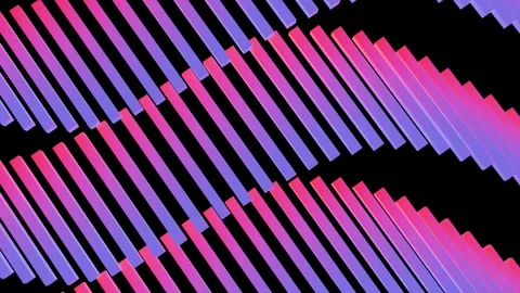 Wavy lines in gradient pink colour on black background in seamless outline. Stock Footage 291976054